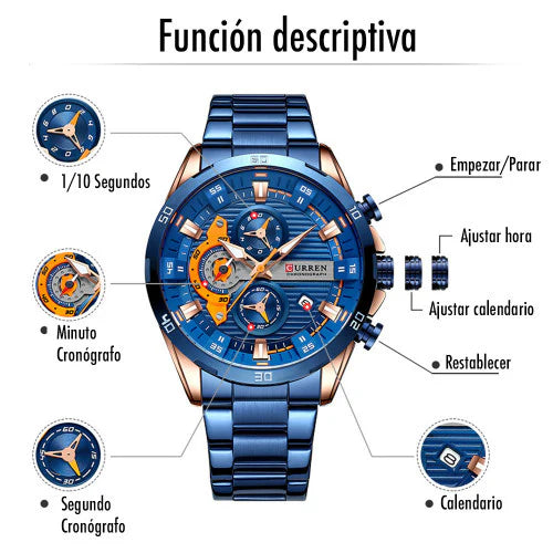 Reloj Curren Acero Inoxidable Cronografo